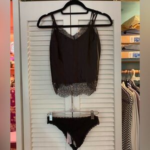 NEW WITH TAGS Victoria's Secret 2 piece Lacy Black Lingerie Set. Size Small.